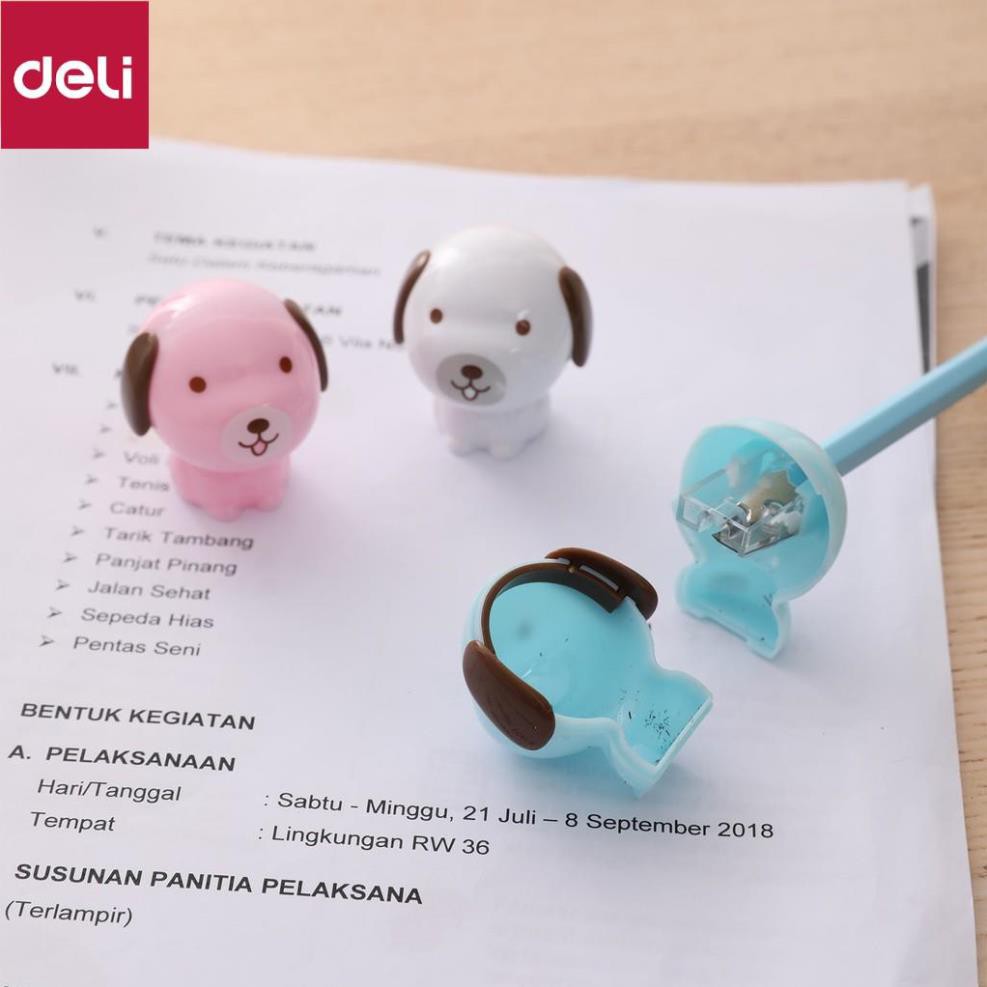 Gọt bút chì Deli - lưỡi thép xanh dương, hồng, trắng - 1 cái - E0550 [Deli]