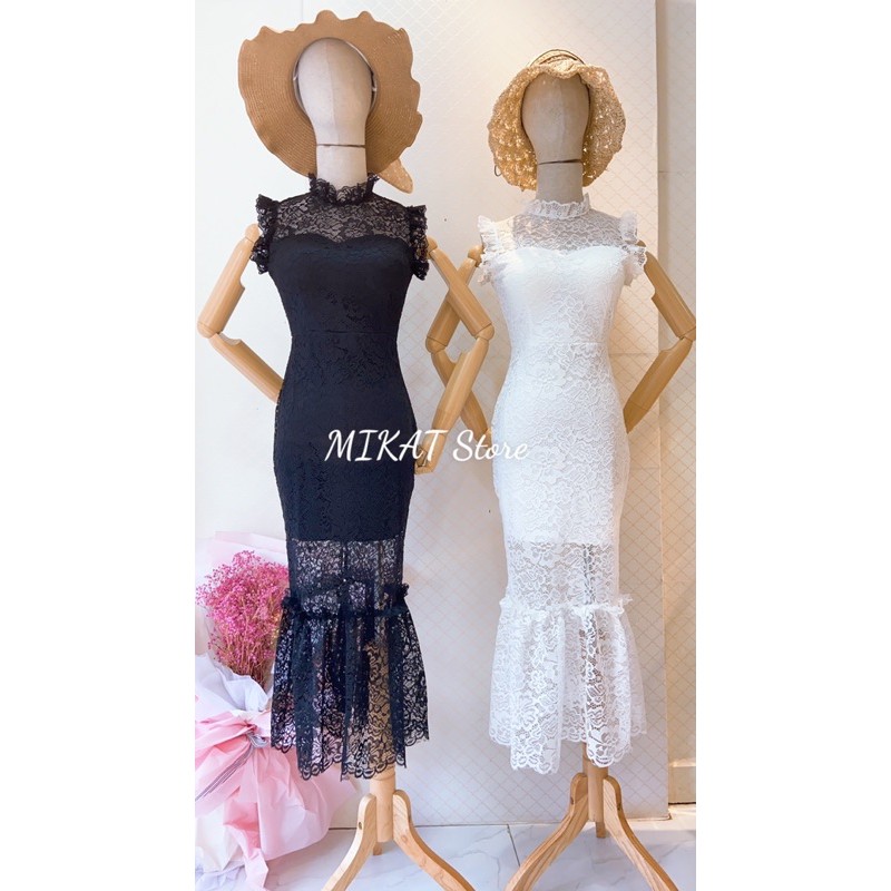 Đầm ren ôm body đuôi cá có cổ
