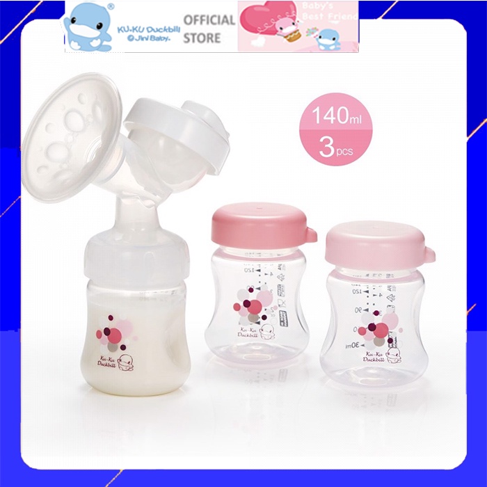 Bộ 3 bình trữ sữa ku.ku duckbill nhựa PP 140ml ku5933