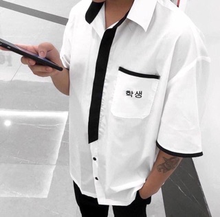 Sơ mi thêu chữ  Hàn  (kèm ảnh thật)