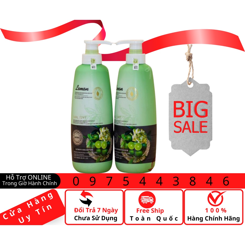 Cặp Dầu Gội Xả LEMON VALERT CHANH & HOA BƯỞI 750Ml. Phục Hồi Hư Tổn,Ngăn Gàu, Nấm, Kích Thích Mọc Tóc Hàng Chính Hãng