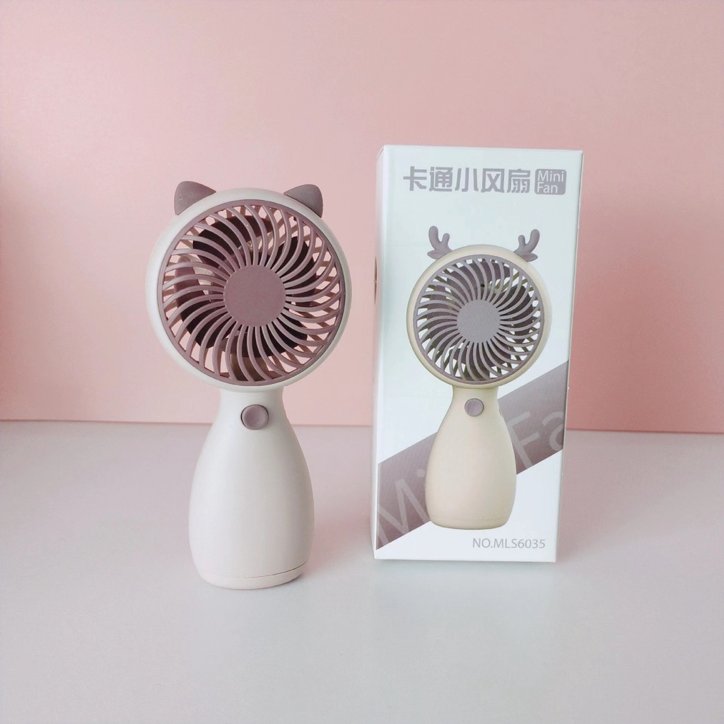 Quạt mini cầm tay, quạt cầm tay mini có đế để bàn , nhỏ gọn, tiện lợi (Tặng Dây Sạc+ kèm dây cao su)
