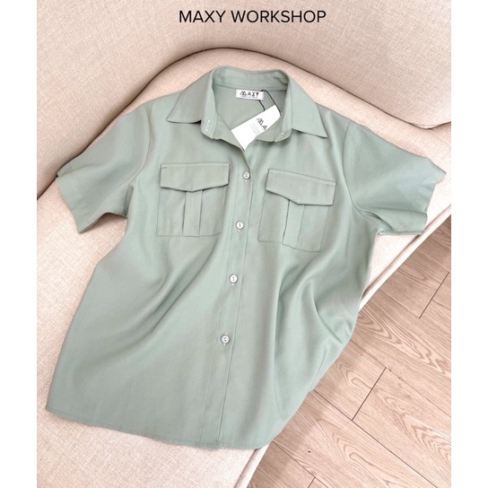 Áo sơ mi nữ tay ngắn phối túi short pocket shirt Maxy Workshop