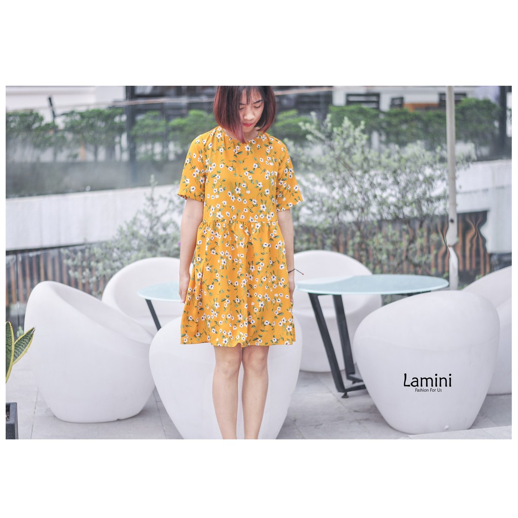 Đầm babydoll hoa vàng