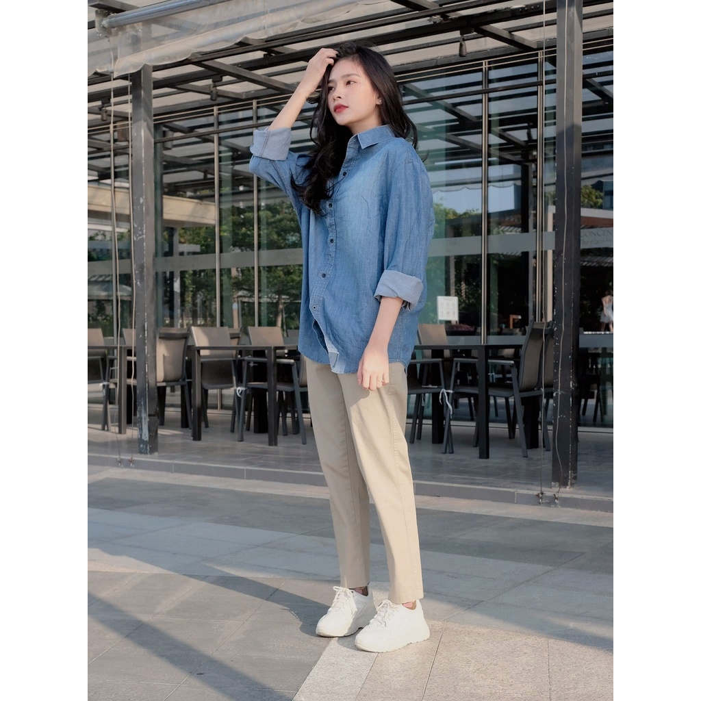 Sơ mi denim xanh thoáng mát