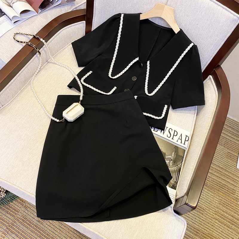 Sét Váy Bigsize Viền Ren Cổ Nhọn JARI-CLOTHES Đen Lót Quần Nữ Đẹp