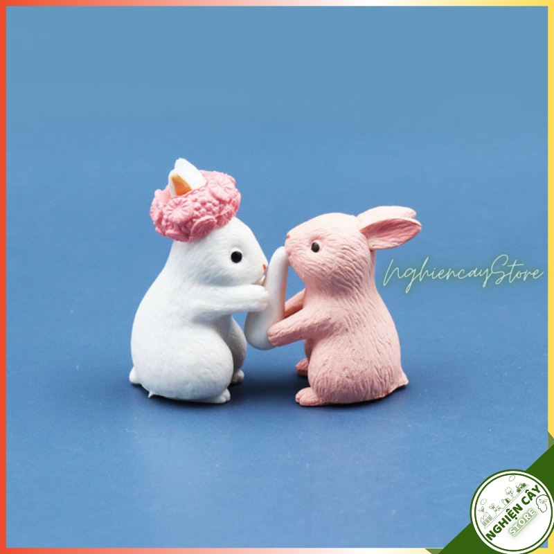 Phụ kiện Thỏ nhiều dáng trang trí tiểu cảnh, cây cảnh, sen đá (đơn)