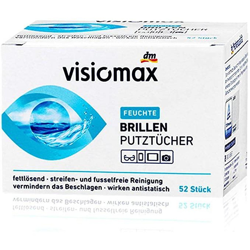 Khăn giấy lau kính VISIOMAX làm sạch bụi bẩn bám trên bề mặt kính mắt