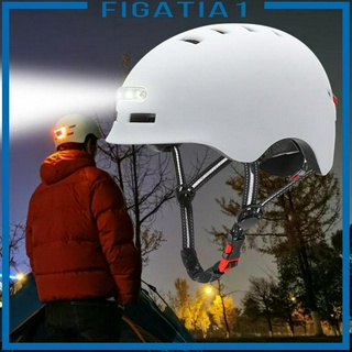 [Figatia1] Mũ bảo hiểm siêu nhẹ có đèn LED Đèn pha đi lại Ván trượt Trượt băng Mũ bảo hiểm Bảo vệ đầu