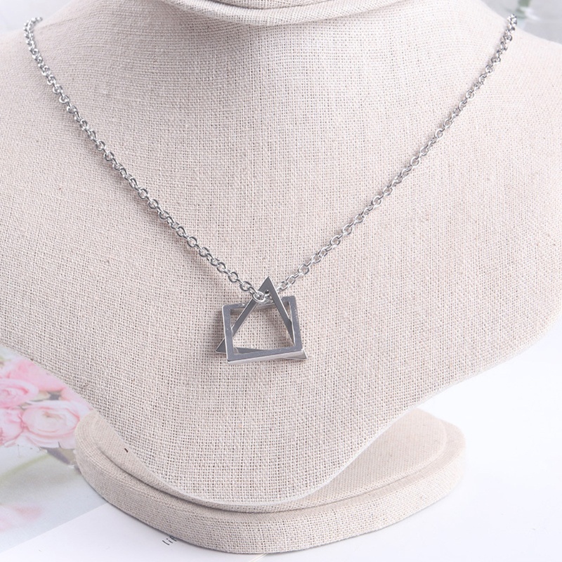 Vòng cổ mặt hình học bằng thép không gỉ phong cách tối giản cho nam và nữ