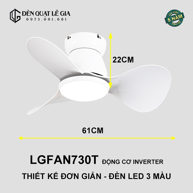 Quạt Trần Chung Cư Lê Gia LGFAN730T | Quạt Trần Đèn