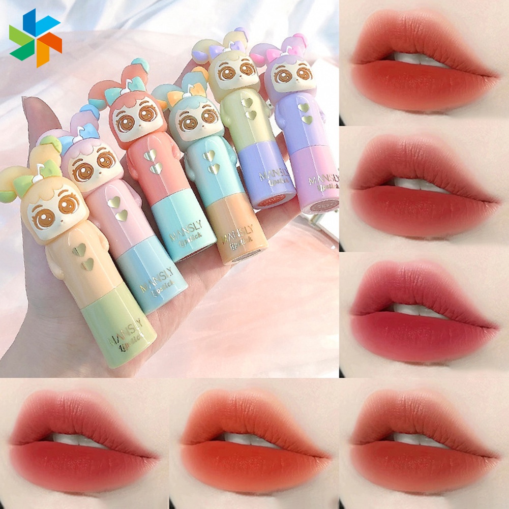 Son Lì Chống Thấm Nước Chống Dính Cốc Lâu Trôi 6 Màu Sắc Tùy Chọn Thiết Kế Hoạt Hình Phong Cách Hàn Quốc JP6