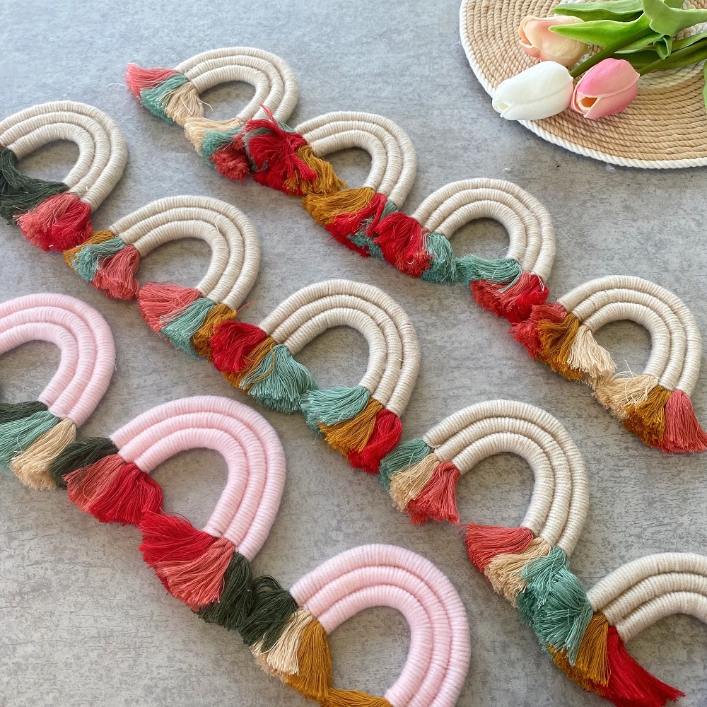 Cầu vồng Macrame treo tường decor phòng