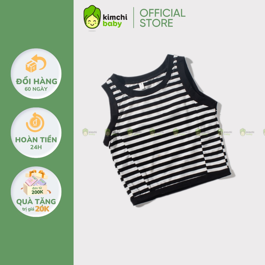 Áo Ba Lỗ Kẻ Sọc Crop Top Hot Trend Cho Bé Gái Vải Cotton Mềm Đẹp, Áo Sát Nách Cho Bé Mặc Đi Chơi CK41