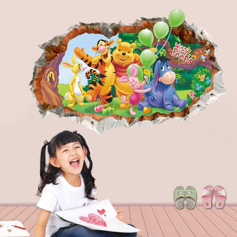 Disney winnie pooh gấu sticker trẻ em phòng bé giường lớp trang trí sticker phim hoạt hình mẫu giáo