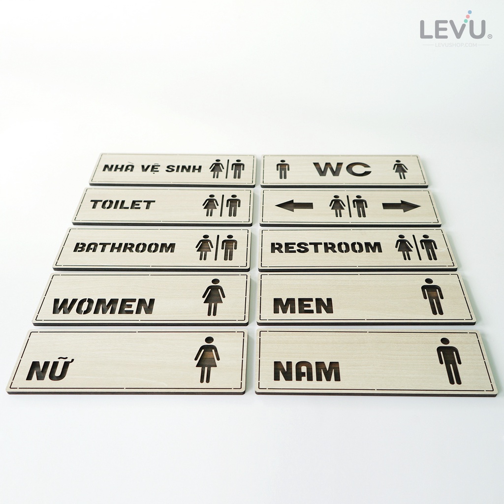 Bảng tên phòng dán cửa nhà vệ sinh WC Toilet Resroom Bathroom LEVU TL29S
