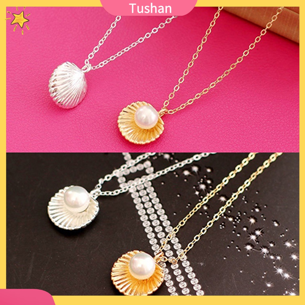Dây chuyền mặt hình vỏ sò ngọc trai thời trang nữ thanh lịch