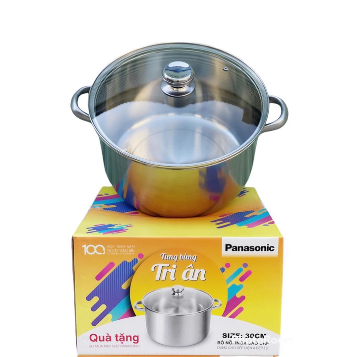 NỒI LUỘC GÀ INOX 430 BẾP TỪ 1 ĐÁY 30CM NẮP KÍNH