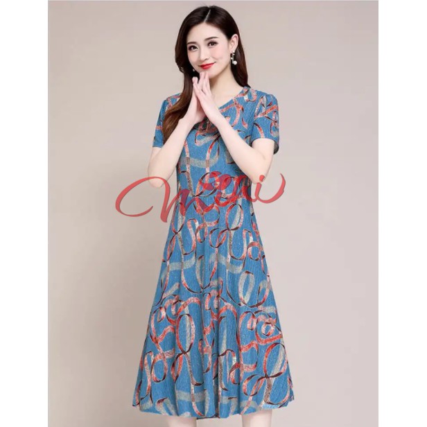 Váy nữ trung niên cho mẹ Họa Tiết V4b - Áo đầm kiểu thời trang cho người lớn tuổi trung tuổi U40 U50 đẹp giá rẻ Bigsize