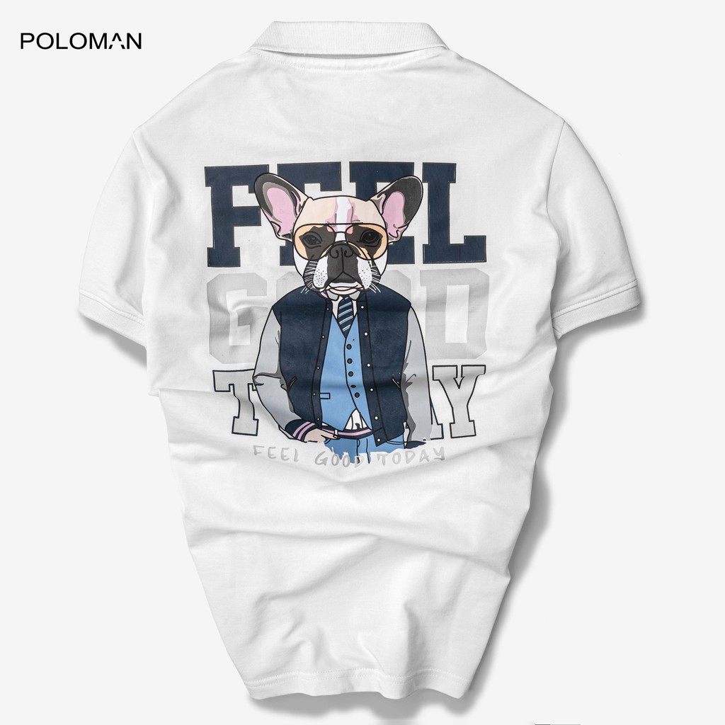 Áo thun Polo nam cổ bẻ DODO hình Pug Dog vải Cotton Trắng P14-POLOMAN | BigBuy360 - bigbuy360.vn