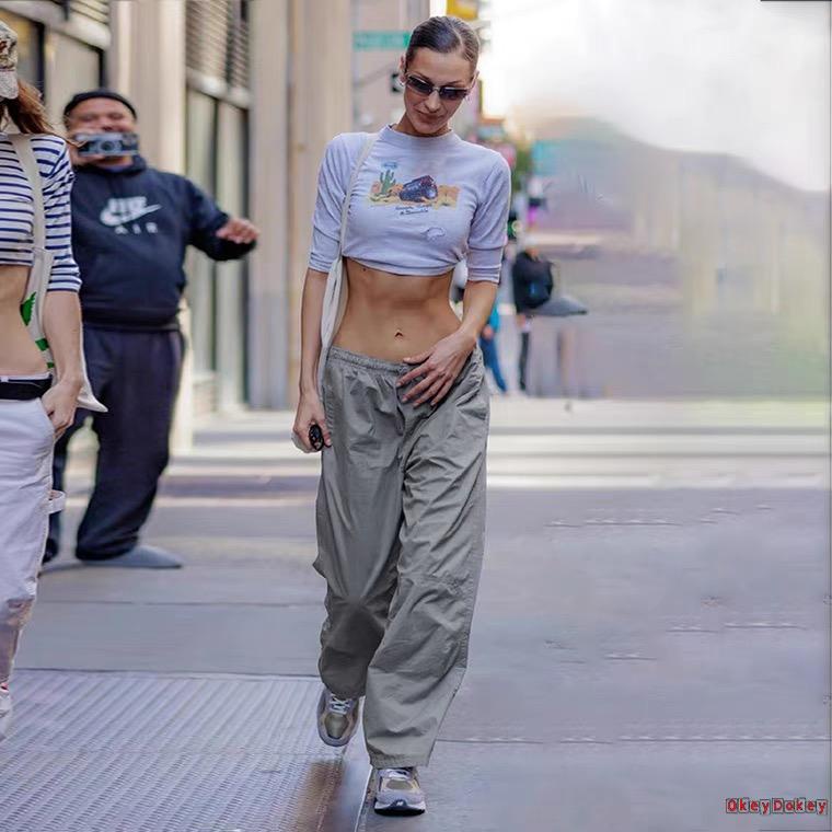 Quần ống rộng Y2K Màu Sắc Đơn Giản Thời Trang Cho Nữ