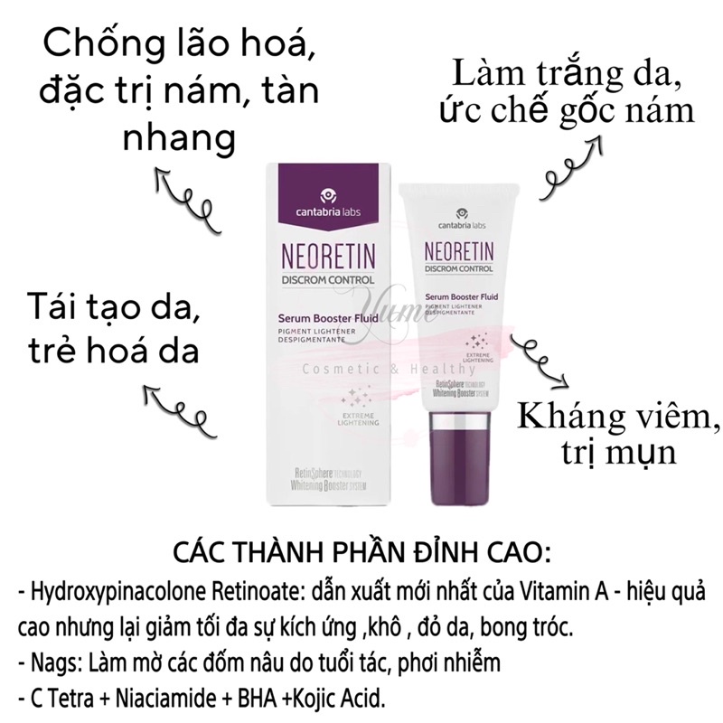 Serum trắng da, mờ thâm nám tàn nhang Neoretin Discrom Control Serum Booster Fluid 15ml