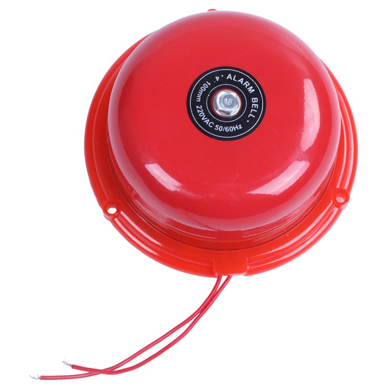 Chuông báo cháy điện hình tròn màu đỏ AC 220V đường kính 4inch 100mm
