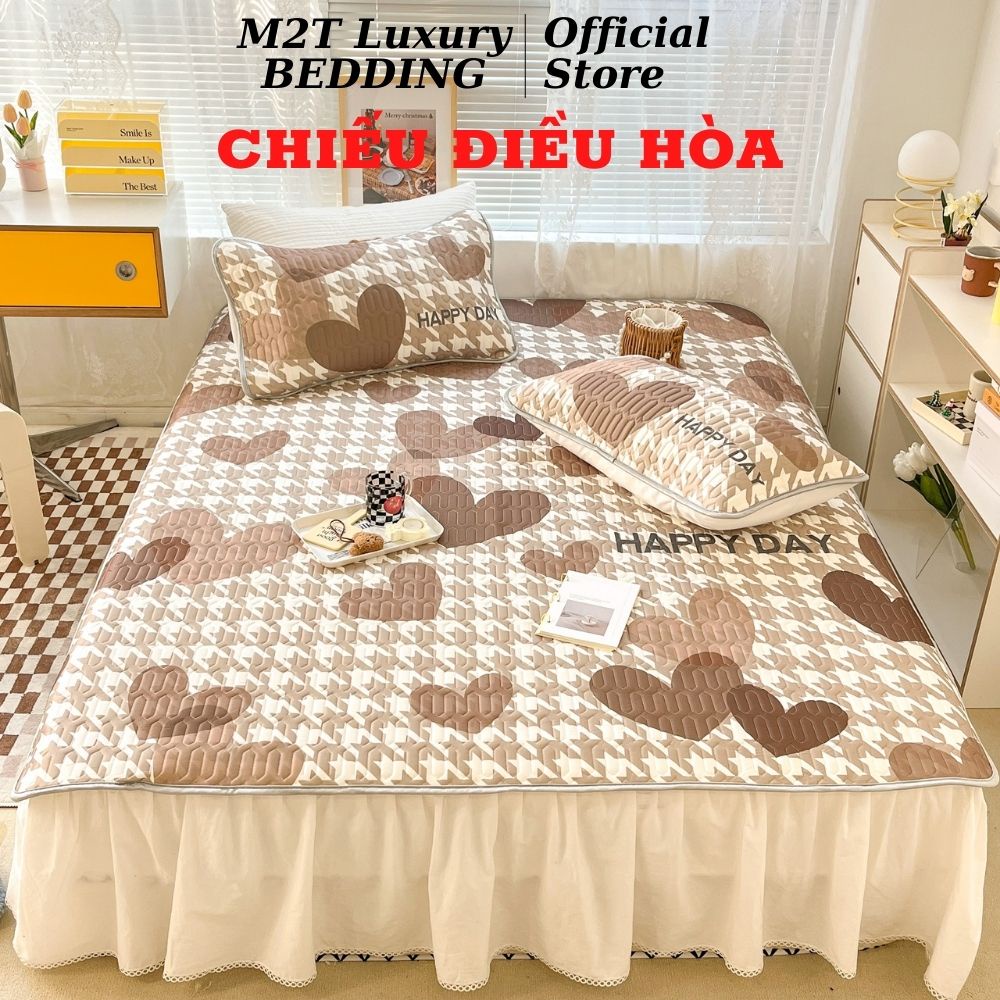 Chiếu điều hòa cao su non 9D M2T BEDDING Luxury vải lụa Tencel mềm mát - Mark Tim chéo