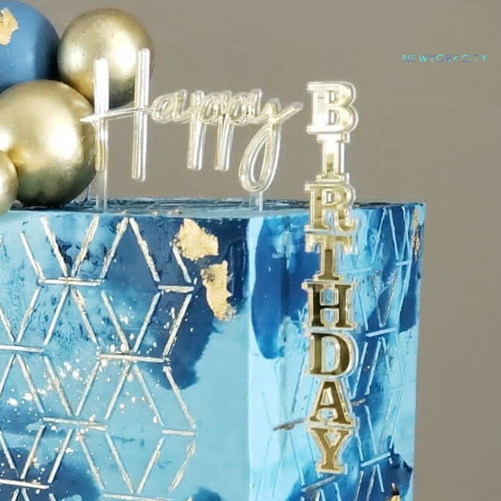 Set 2 Que Cắm Trang Trí Bánh Chữ Happy Birthday Bằng Acrylic