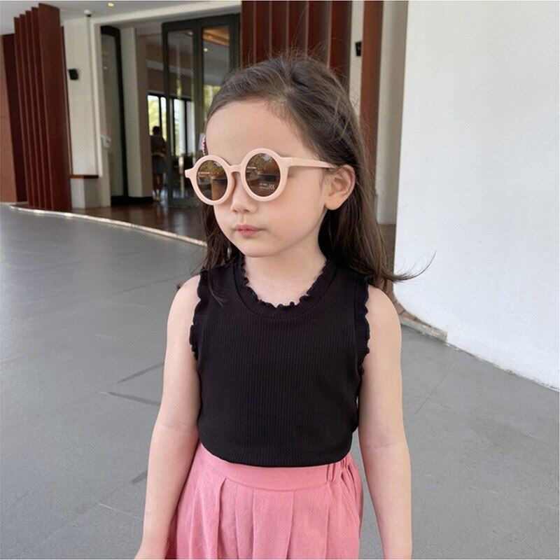Áo Thun Ba Lỗ Vải Cotton Mỏng Màu Sắc Đơn Giản Phong Cách Hàn Quốc Cho Bé Gái 3-7 Tuổi