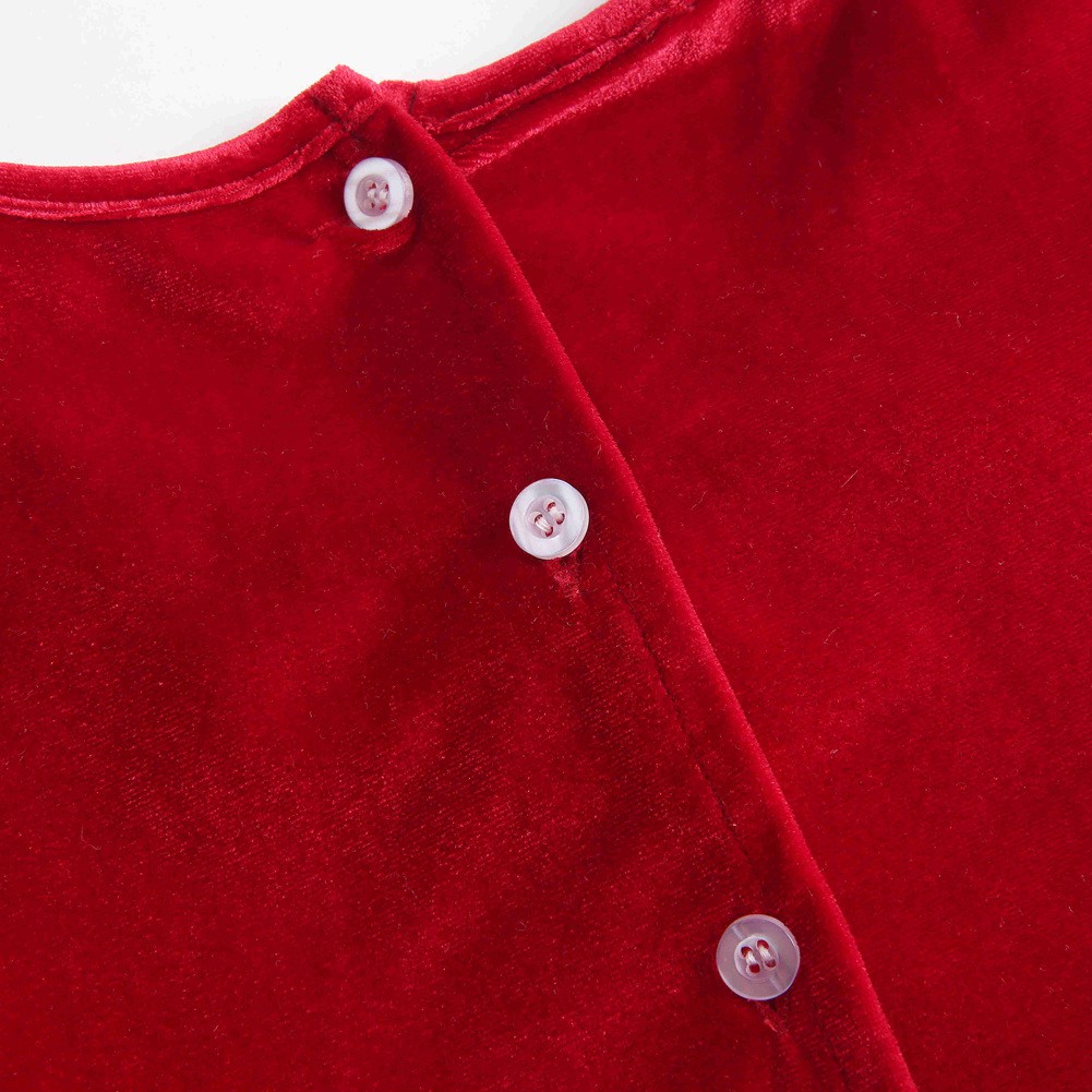 Sanlutoz Fashion Dress for Girls Red Long Sleeve Bow Dresses Party Wedding