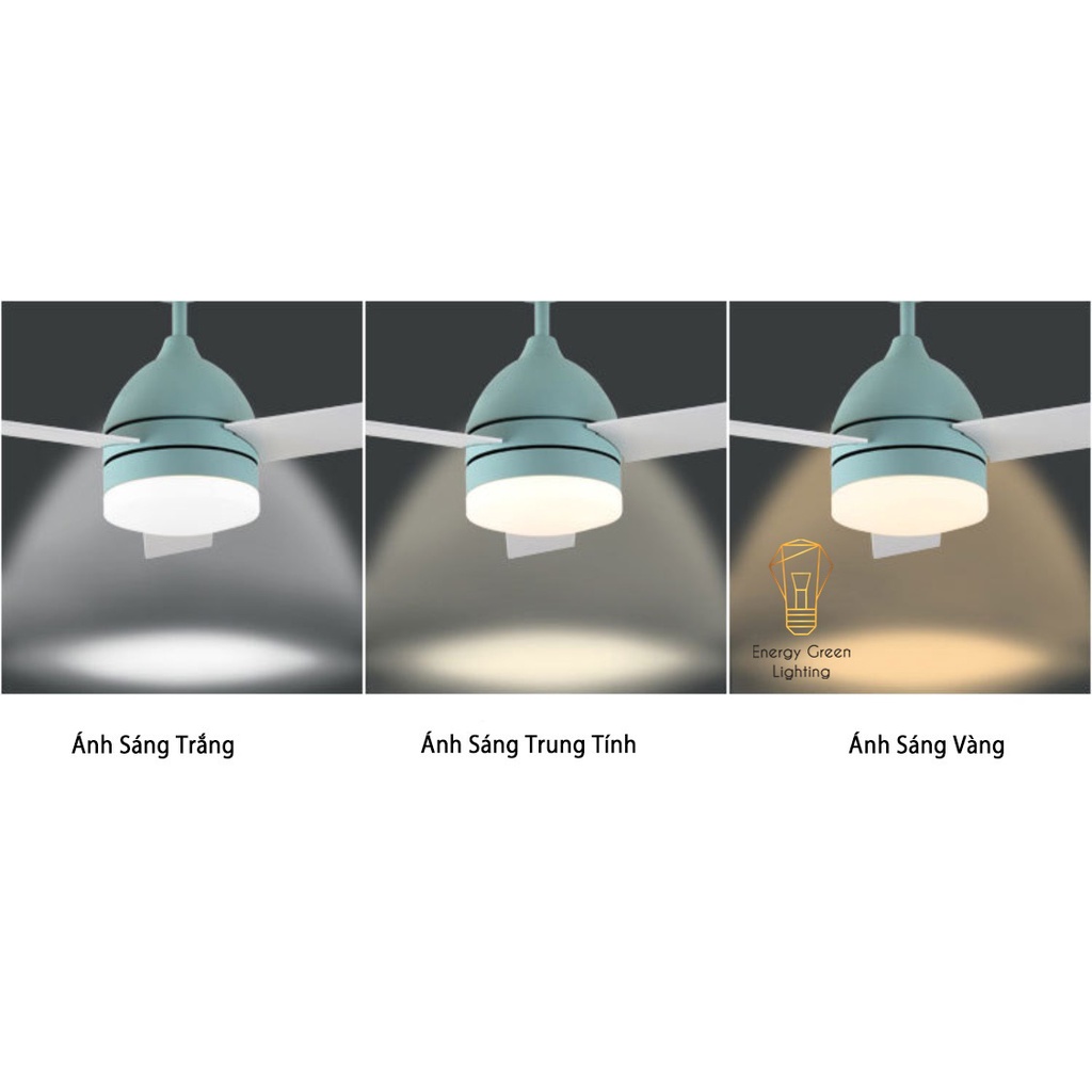 Quạt Trần Gỗ Energy Green Lighting 3 Cánh QT-10632 Phong Cách Bắc Âu Tích Hợp Đèn Chiếu Sáng - Điều Khiển Từ Xa