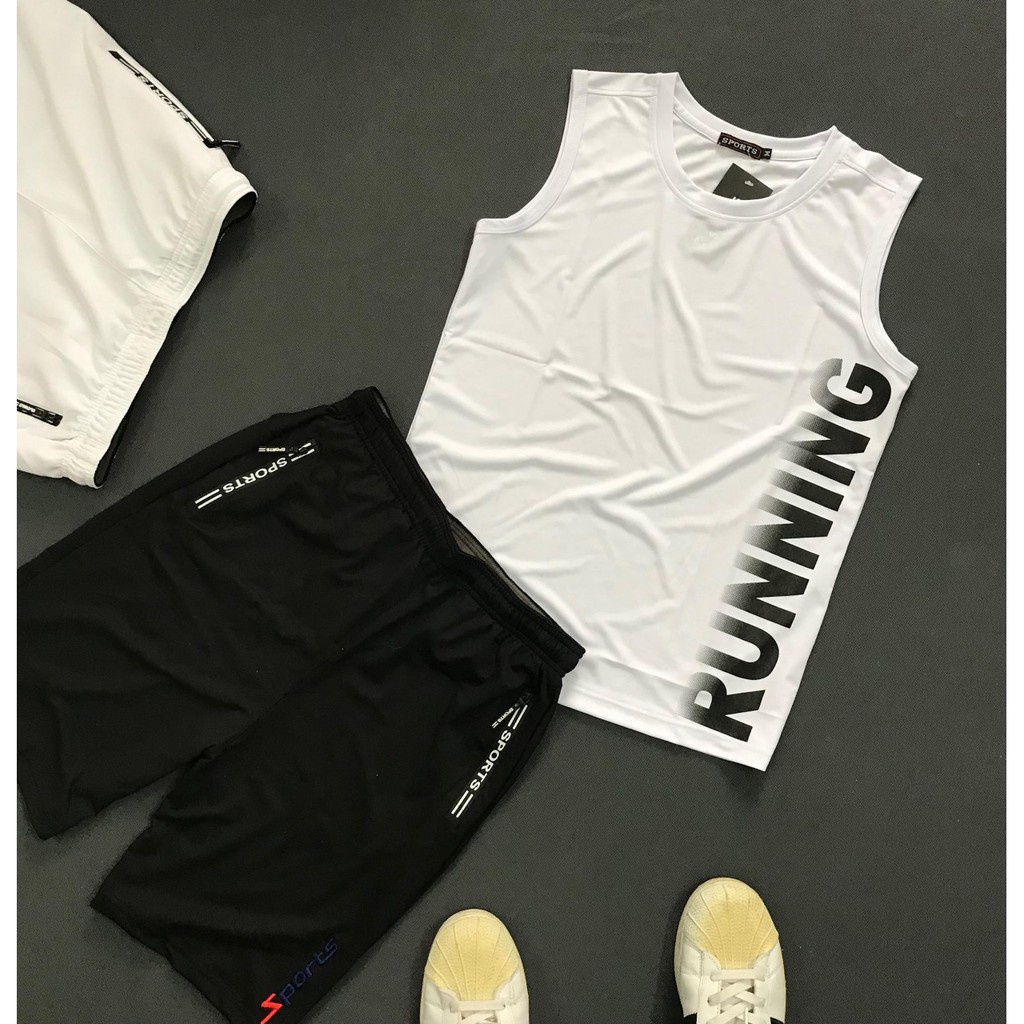 Set Bộ Đồ Thể Thao Tập Gym Nam Running Vải thun lạnh thoáng mát - TA STORE
