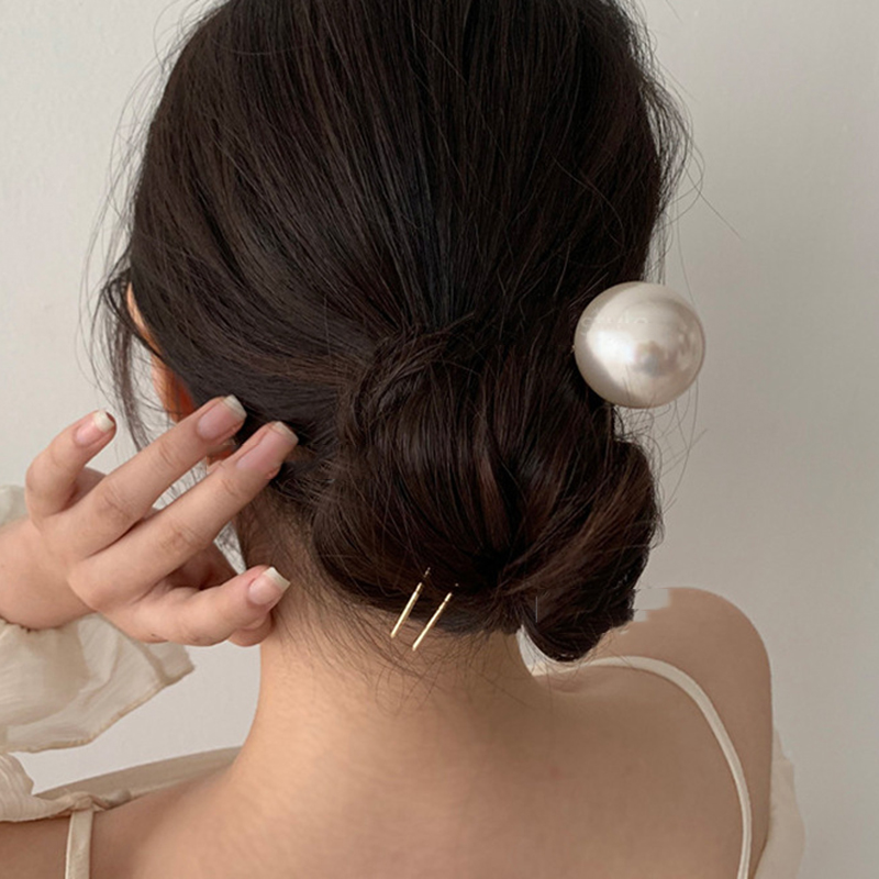 Trâm Cài Tóc Chữ U Xoắn Đính Ngọc Trai Sang Trọng Cho Nữ