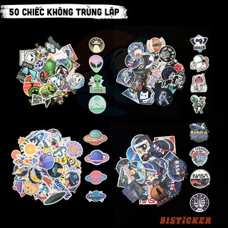 Miếng dán Sticker Spaceout, Alien 50 hình chống thấm nước, bền màu dưới ánh nắng trang trí vali,laptop,mũ bảo hiểm