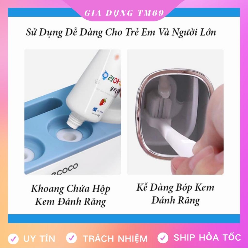 Bộ Nhả Kem Đánh Răng Tự Động, Kệ Để Bàn Chải Đánh Răng Đựng Đồ Phòng Tắm Thông Minh Treo Tường