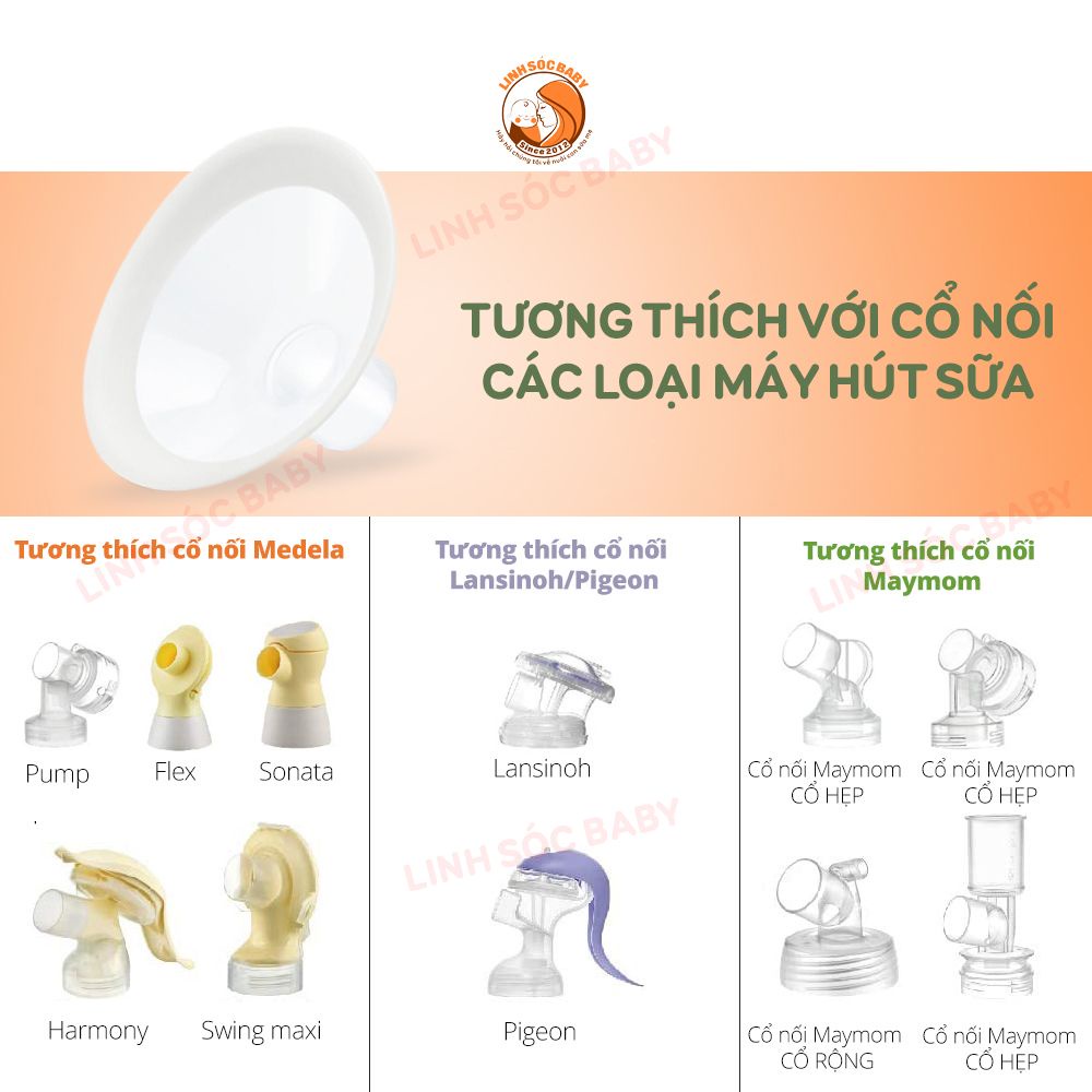 Phễu hút sữa Medela Flex chính hãng, phễu nhựa viền silicone, size 21, 24, 27, 30mm, dùng cho Máy hút sữa Medela