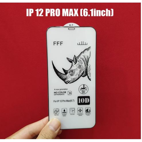 [Mã ELORDER5 giảm 10k đơn 20k] Kính full màn 10D Tê giác cho iPhone 12/12 mini/12 Pro/12 Pro max