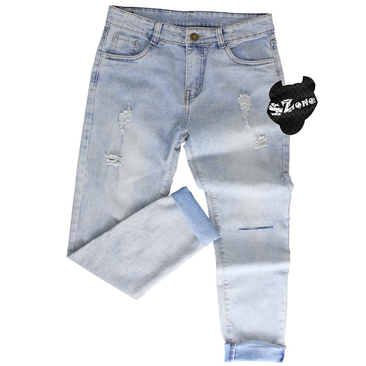 Quần Jeans Nam Rách Gối Dáng Skinny SZone SQB601