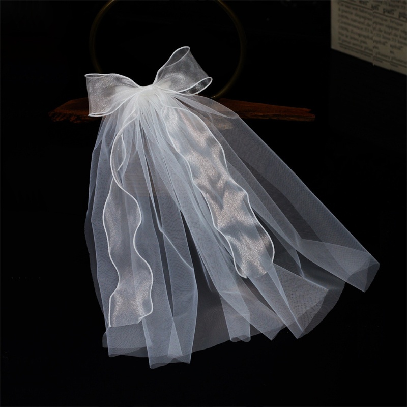 Mạng Che Mặt Vải Tuyn Một Lớp Kèm Kẹp Trang Trí Cho Cô Dâu