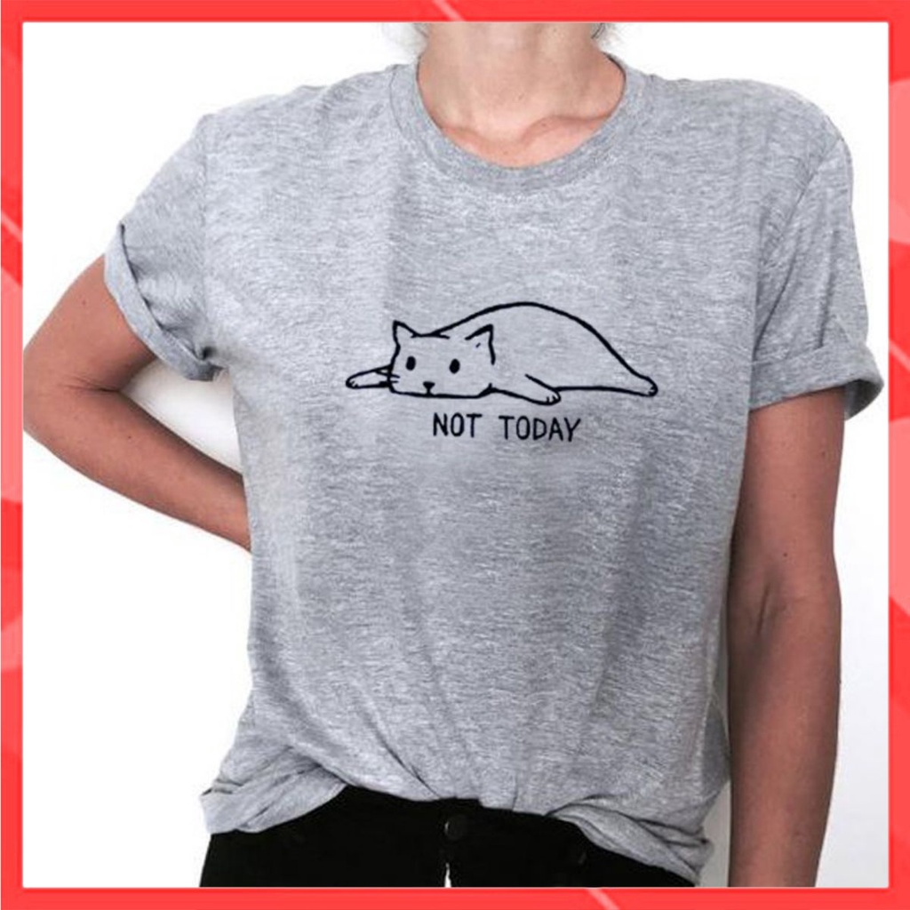 Áo thun phông nam nữ form rộng Familylove - Mẫu áo Unisex Mèo Lười Not Today  chất Cotton 100% cao cấp