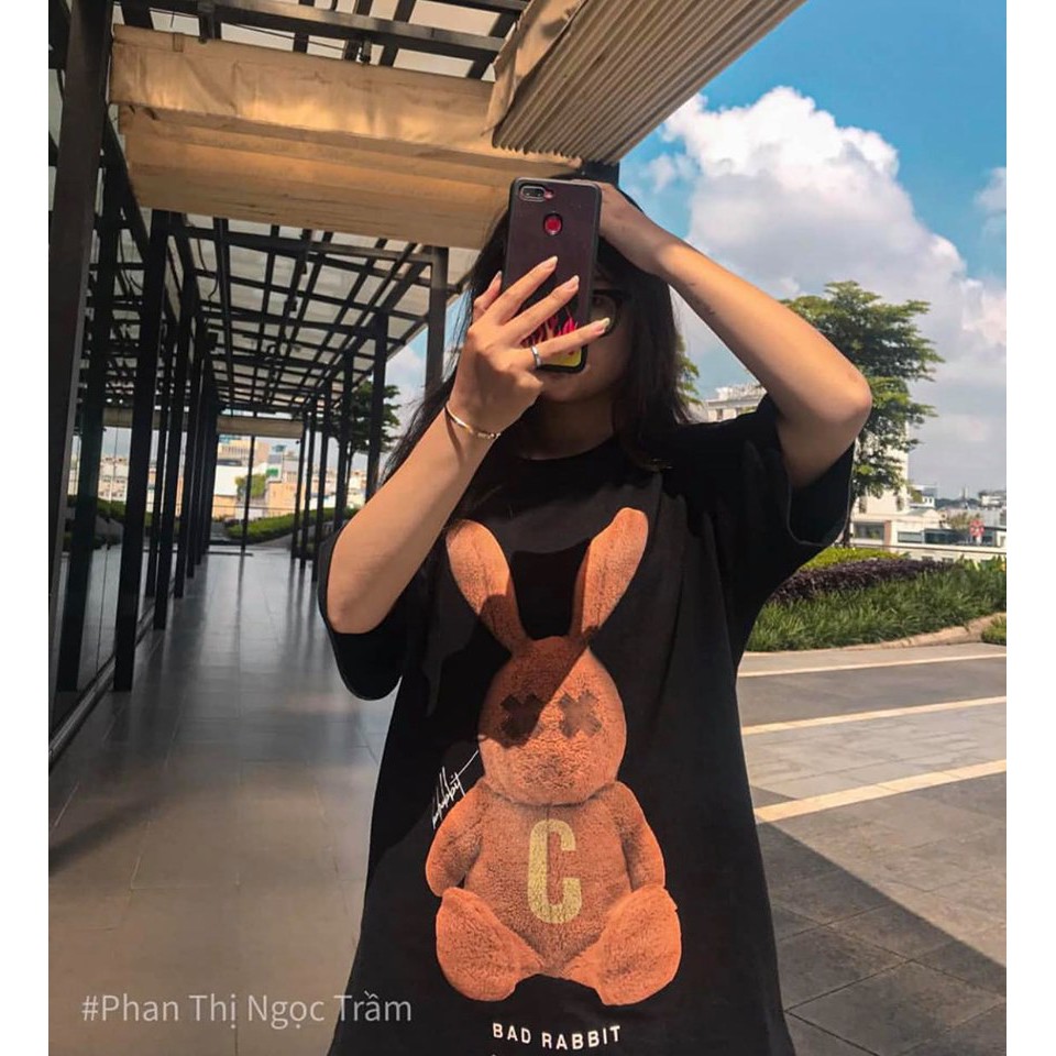Áo thun BAD thỏ TOY nâu Nam nữ chất cotton | BigBuy360 - bigbuy360.vn