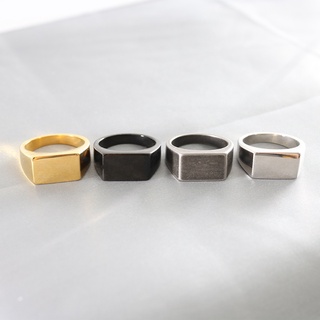 Nhẫn Thép Titan Mạ Vàng / Bạc / Đen / Xám Hình Chữ Nhật Phong Cách Punk Dành Cho Nam