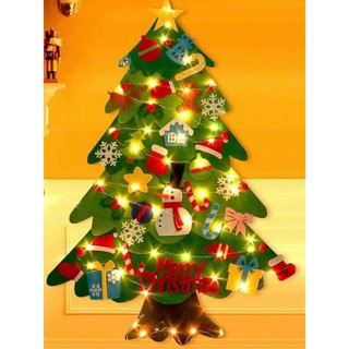 (Hàng sẵn) ẢNH THẬT - Cây Thông Noel bằng vải dạ đầy đủ ĐÈN LED +phụ kiện trang trí