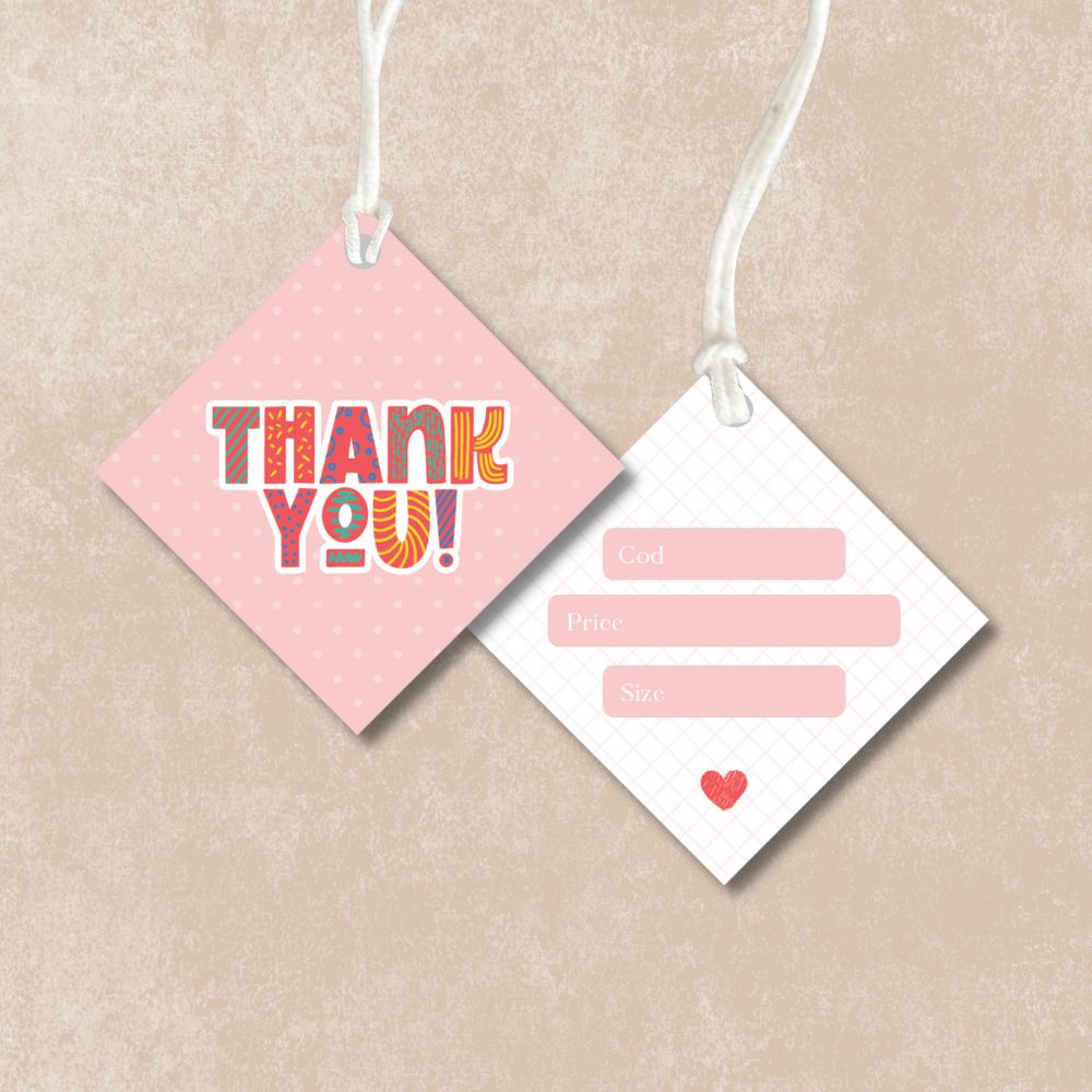 100 Thẻ bài treo quần áo, tag treo quần áo giá rẻ cho shop - Size 4.5x4.5cm -giấy bìa cứng