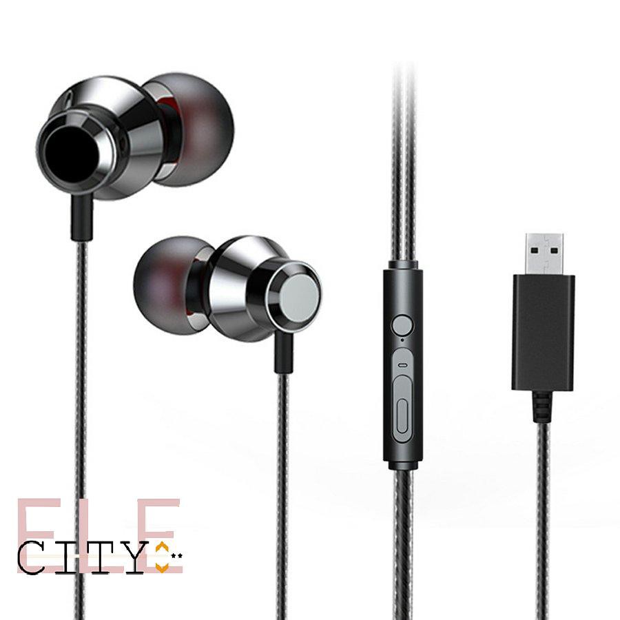 ✨ELE✨USB Earphones With Microphone Noise Cancelling For Laptop PC Audio Controls