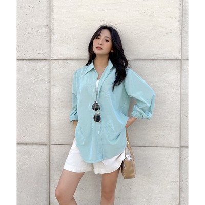 YU CHERRY | Áo sơmi basic kẻ sọc nhỏ Striped Cotton Shirt YA402