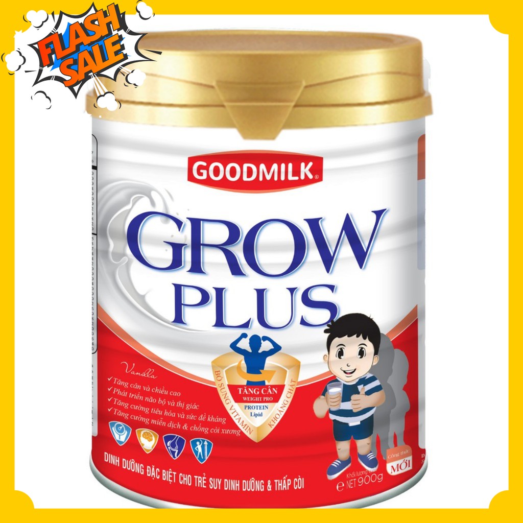 Sữa bột GOODMILK GROW PLUS  lon 900gr Dành cho trẻ suy dinh dưỡng thấp còi