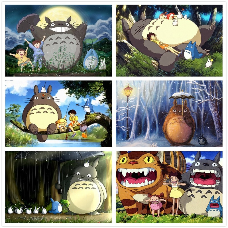 Tranh đính đá kim cương tự làm in hình Hayao Miyazaki "My Neighbor Totoro" 40x30cm