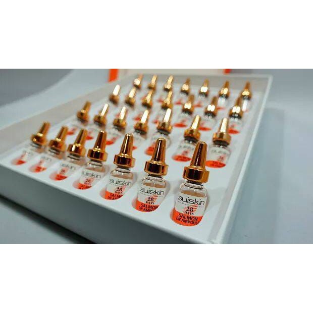 Hộp 28 Lọ Tinh Chất Dưỡng Da, Ngừa Mụn Tế Bào Gốc Trứng Cá Hồi Suiskin 2ml